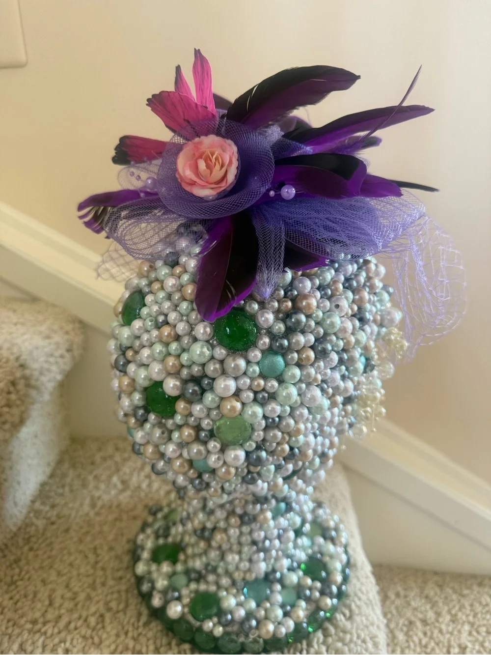 Purple Floral Feather Fascinator Headpiece - Women Accessories